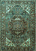 Machine Washable Persian Turquoise Traditional Area Rugs, wshtr1339turq