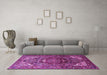 Machine Washable Persian Purple Traditional Area Rugs in a Living Room, wshtr1339pur