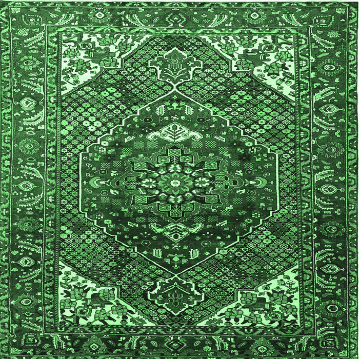 Square Persian Emerald Green Traditional Rug, tr1339emgrn