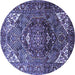 Round Persian Blue Traditional Rug, tr1339blu