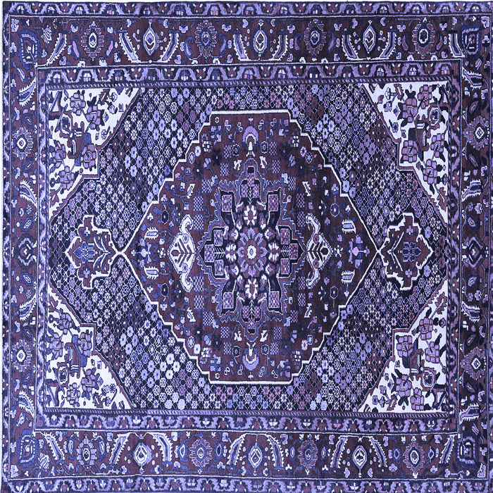 Square Machine Washable Persian Blue Traditional Rug, wshtr1339blu