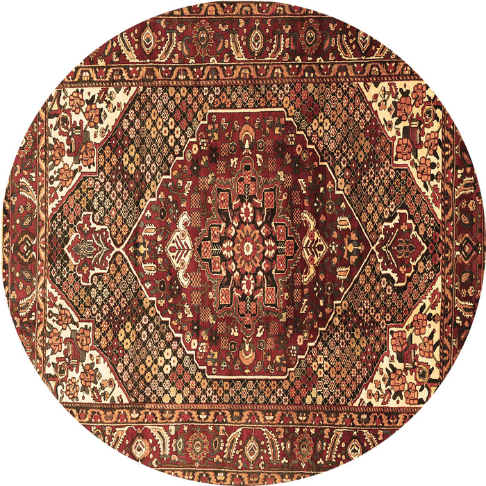 Round Machine Washable Persian Brown Traditional Rug, wshtr1339brn