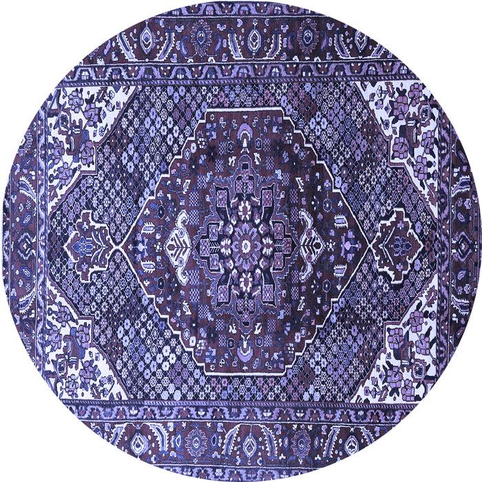Round Machine Washable Persian Blue Traditional Rug, wshtr1339blu
