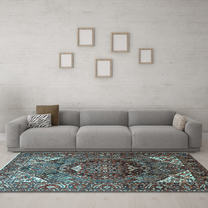 Machine Washable Persian Light Blue Traditional Rug in a Living Room, wshtr1339lblu