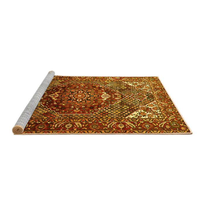Sideview of Machine Washable Persian Yellow Traditional Rug, wshtr1339yw