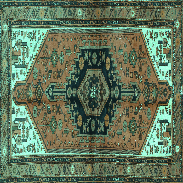 Square Machine Washable Persian Turquoise Traditional Area Rugs, wshtr133turq