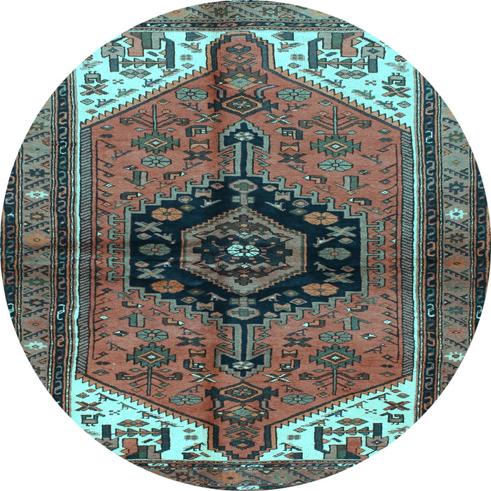 Round Machine Washable Persian Light Blue Traditional Rug, wshtr133lblu