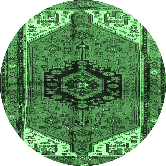 Round Persian Emerald Green Traditional Rug, tr133emgrn