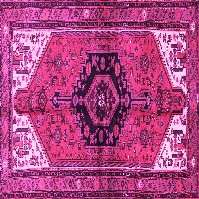 Square Machine Washable Persian Pink Traditional Rug, wshtr133pnk