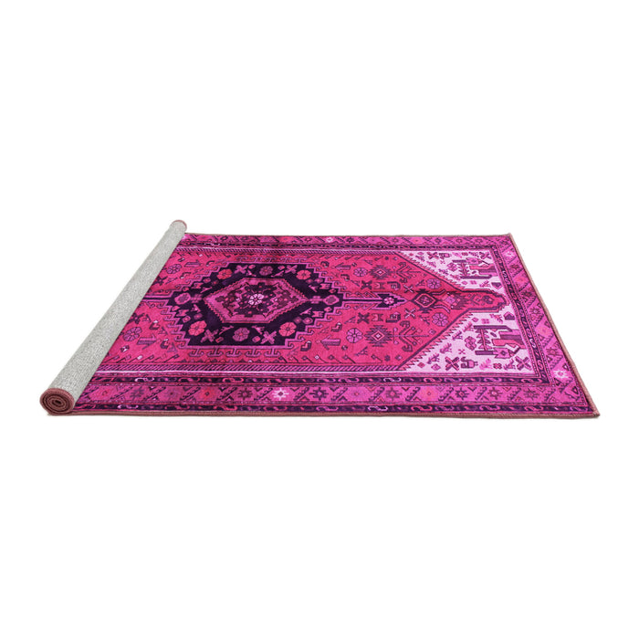 Sideview of Machine Washable Persian Pink Traditional Rug, wshtr133pnk