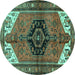 Round Persian Turquoise Traditional Rug, tr133turq