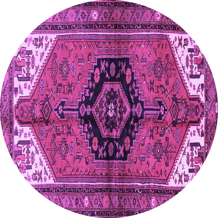 Round Persian Purple Traditional Rug, tr133pur