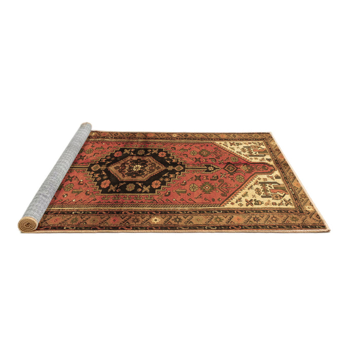 Sideview of Machine Washable Persian Brown Traditional Rug, wshtr133brn