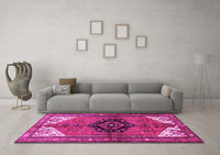 Machine Washable Persian Pink Traditional Rug, wshtr133pnk