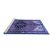 Sideview of Machine Washable Persian Blue Traditional Rug, wshtr133blu