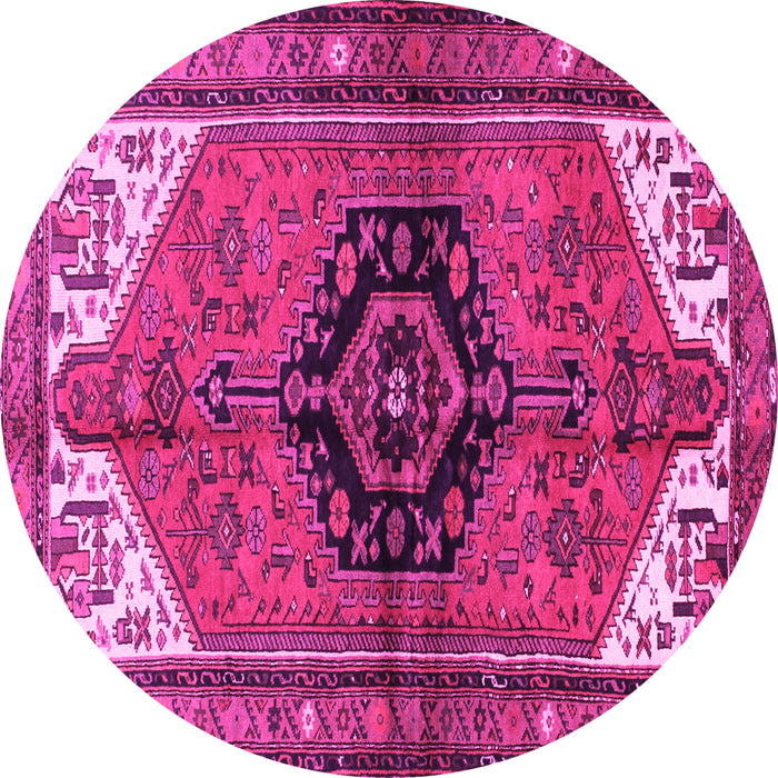 Round Machine Washable Persian Pink Traditional Rug, wshtr133pnk