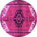 Round Machine Washable Persian Pink Traditional Rug, wshtr133pnk