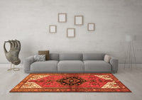 Machine Washable Persian Orange Traditional Rug, wshtr133org