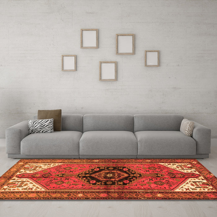Machine Washable Persian Orange Traditional Area Rugs in a Living Room, wshtr133org