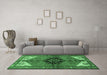 Machine Washable Persian Emerald Green Traditional Area Rugs in a Living Room,, wshtr133emgrn