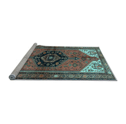 Sideview of Machine Washable Persian Light Blue Traditional Rug, wshtr133lblu