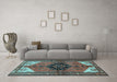 Machine Washable Persian Light Blue Traditional Rug in a Living Room, wshtr133lblu