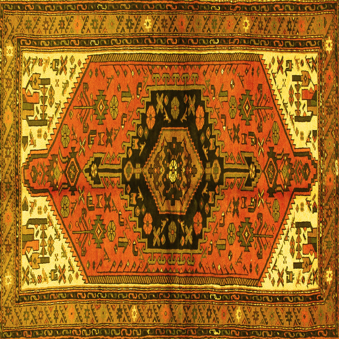 Square Machine Washable Persian Yellow Traditional Rug, wshtr133yw