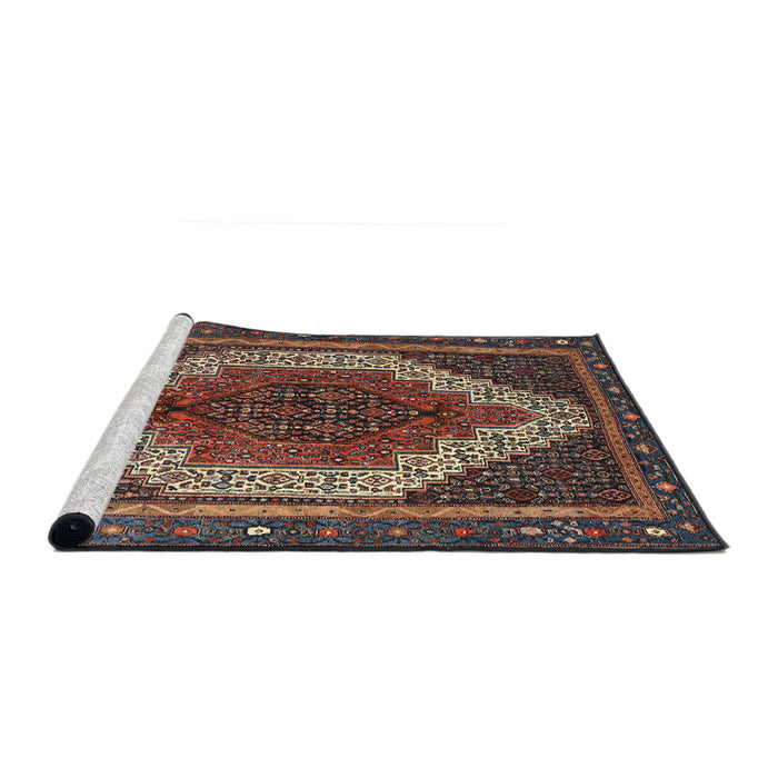 Sideview of Machine Washable Traditional Dark Almond Brown Rug, wshtr1340