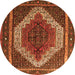 Square Persian Orange Traditional Rug, tr1340org