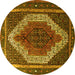 Round Machine Washable Persian Yellow Traditional Rug, wshtr1340yw