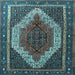 Square Machine Washable Persian Light Blue Traditional Rug, wshtr1340lblu