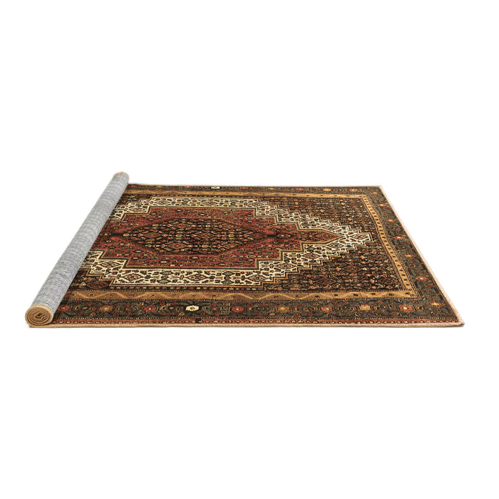 Sideview of Machine Washable Persian Brown Traditional Rug, wshtr1340brn