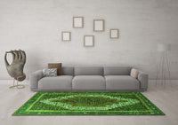 Machine Washable Persian Green Traditional Rug, wshtr1340grn