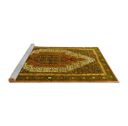 Sideview of Machine Washable Persian Yellow Traditional Rug, wshtr1340yw