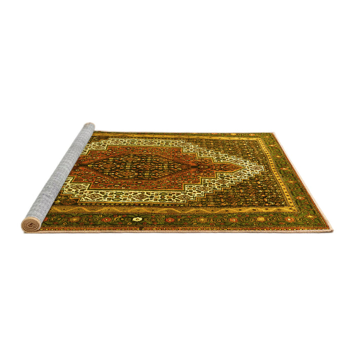 Sideview of Machine Washable Persian Yellow Traditional Rug, wshtr1340yw