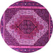 Round Machine Washable Persian Pink Traditional Rug, wshtr1340pnk