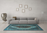 Machine Washable Persian Light Blue Traditional Rug, wshtr1340lblu