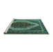 Sideview of Machine Washable Persian Turquoise Traditional Area Rugs, wshtr1340turq