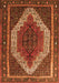 Serging Thickness of Machine Washable Persian Orange Traditional Area Rugs, wshtr1340org