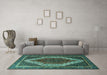 Machine Washable Persian Turquoise Traditional Area Rugs in a Living Room,, wshtr1340turq