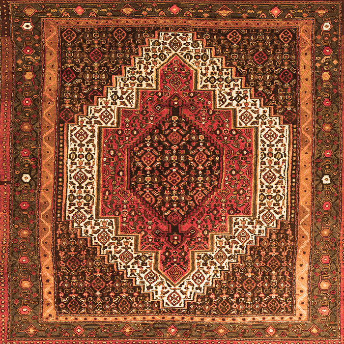 Round Machine Washable Persian Orange Traditional Area Rugs, wshtr1340org