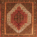 Round Machine Washable Persian Orange Traditional Area Rugs, wshtr1340org