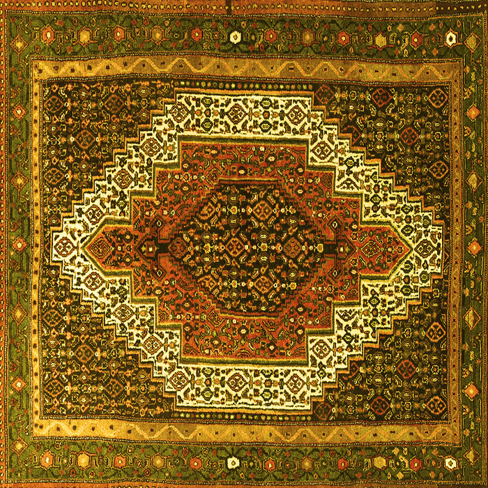 Square Machine Washable Persian Yellow Traditional Rug, wshtr1340yw