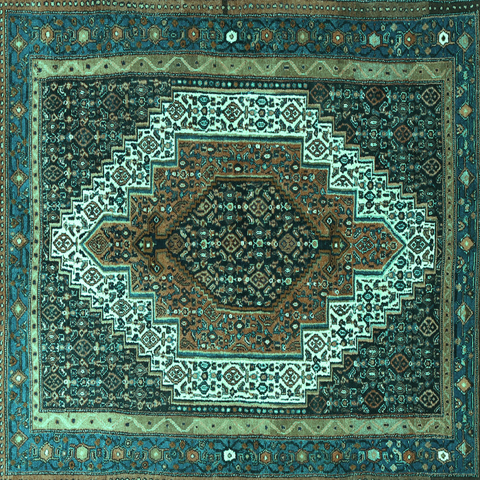 Square Machine Washable Persian Turquoise Traditional Area Rugs, wshtr1340turq