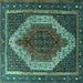 Square Machine Washable Persian Turquoise Traditional Area Rugs, wshtr1340turq