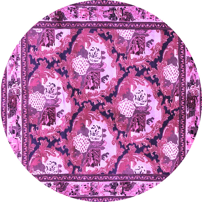 Round Persian Purple Traditional Rug, tr1341pur