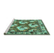 Sideview of Machine Washable Persian Turquoise Traditional Area Rugs, wshtr1341turq