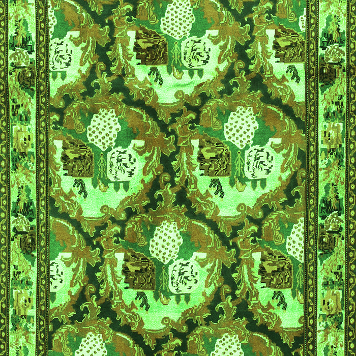Serging Thickness of Machine Washable Persian Green Traditional Area Rugs, wshtr1341grn