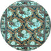 Round Machine Washable Persian Light Blue Traditional Rug, wshtr1341lblu