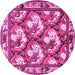 Round Machine Washable Persian Pink Traditional Rug, wshtr1341pnk